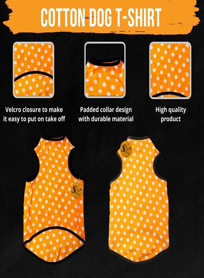 Sage Square Funky Soft Material Dog T-Shirt | Cool/Funky Print Pet | Soft Light Weight | Comfortable & Breathable Dog Clothing | Trendy Vest Outfit (Small - 14 inch) (Polka Orange) - Image 5